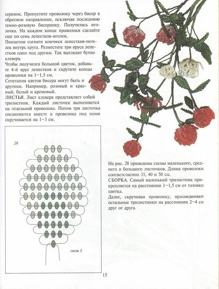 Схема розы из бисера на проволоке